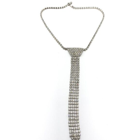 Vintage Clear Rhinestone Art Deco Style High End Ladies Statement Necklace - Picture 4 of 6